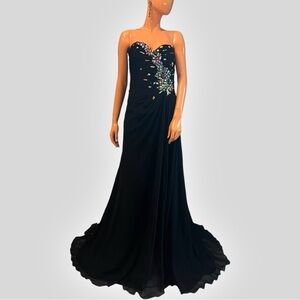 MAC DUGGAL Plus Size Strapless Maxi Dress with Crystal Accent Wedding Guest
